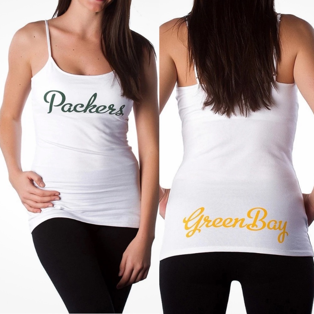 NFL All Sport Couture Green Bay Packers Double Sided Logo Cami Tank Women’s XL